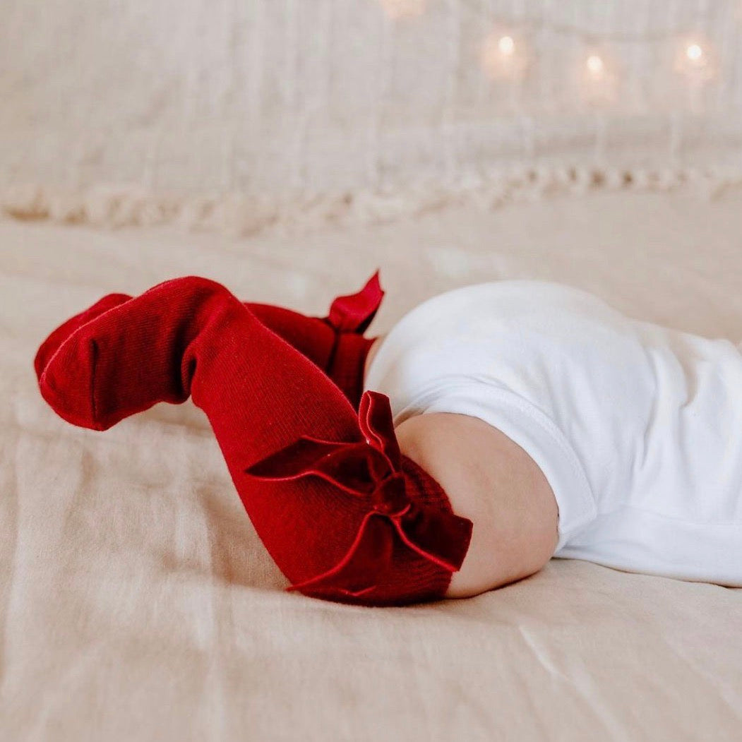 Cherry Red Knee High Socks - Spotty Dot AU