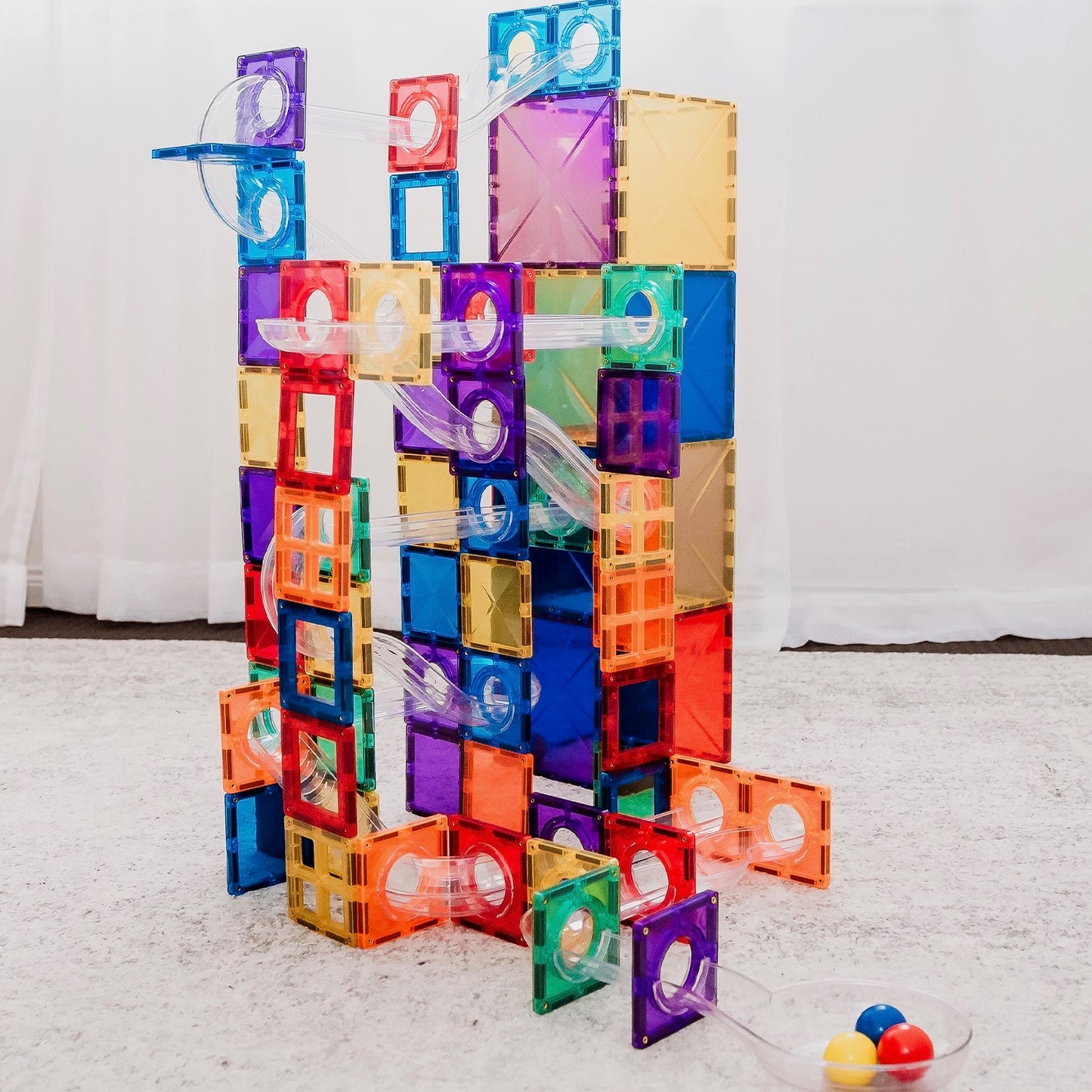 Connetix Magnetic Tiles 92 Piece Ball Run Pack Spotty Dot Kids