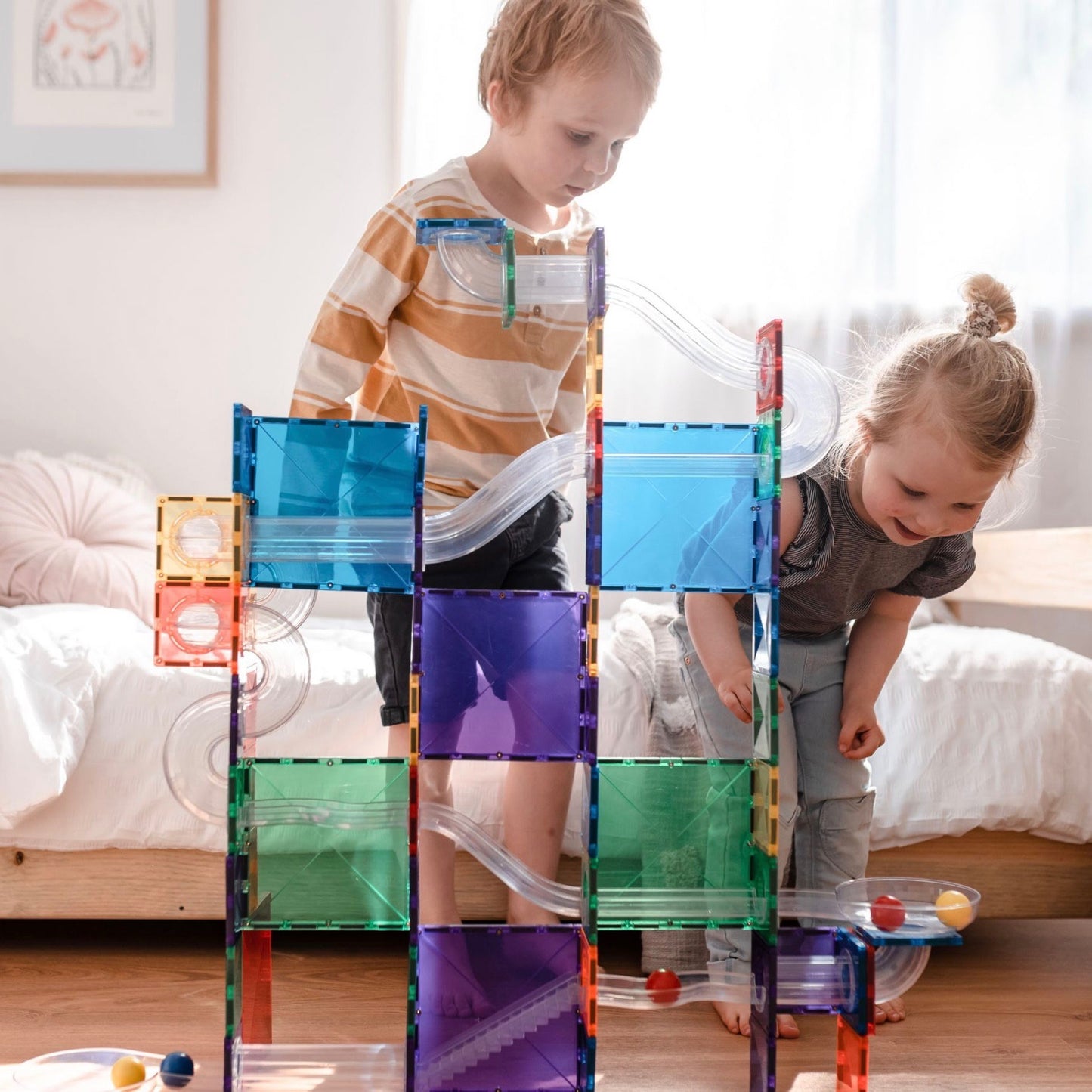 Connetix - Magnetic Tiles - 92 Piece - Ball Run Pack