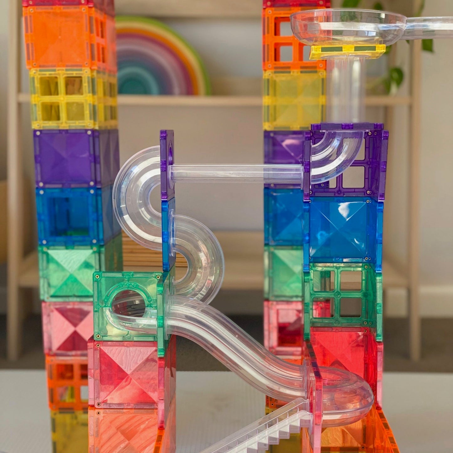 Connetix Magnetic Tiles 92 Piece Rainbow Ball Run Pack Spotty Dot Toys