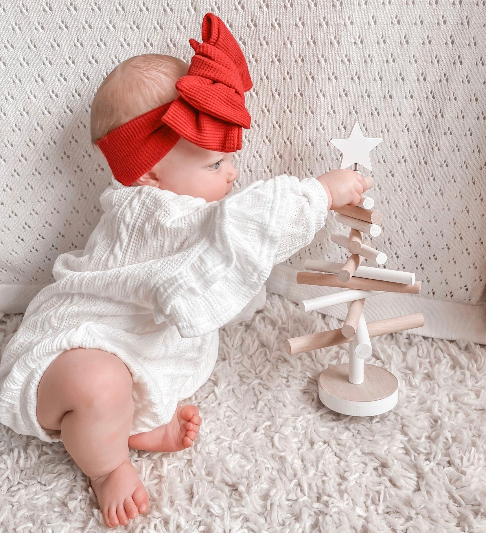 Red Gingham Oversized Topknot - Spotty Dot AU