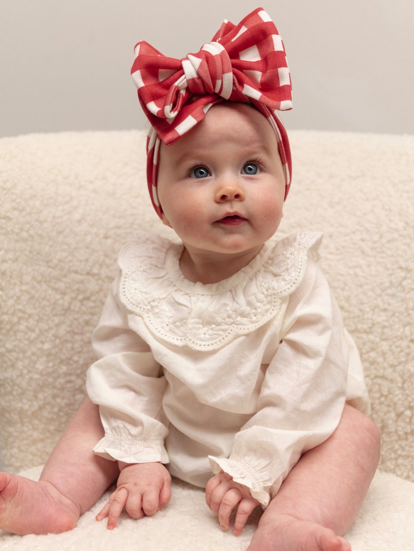 Red Gingham Oversized Topknot - Spotty Dot AU