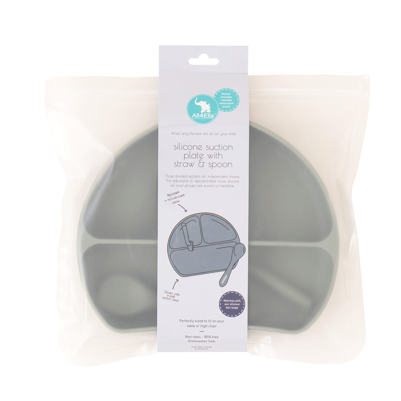 Olive Silicone Divider Plate set - Spotty Dot AU