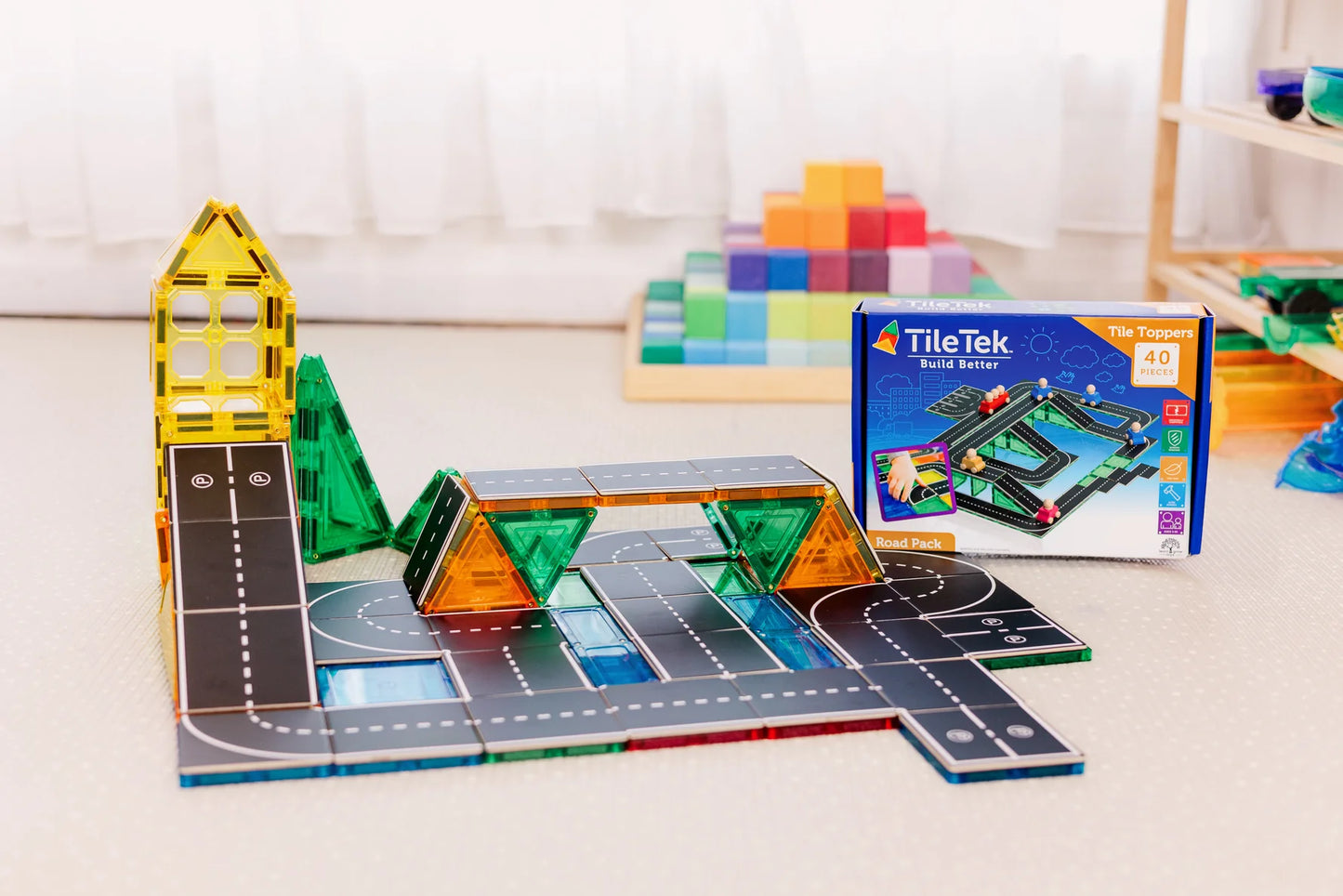 Tile Topper Magnetic Road Pack 40 pieces - Ages 3+
