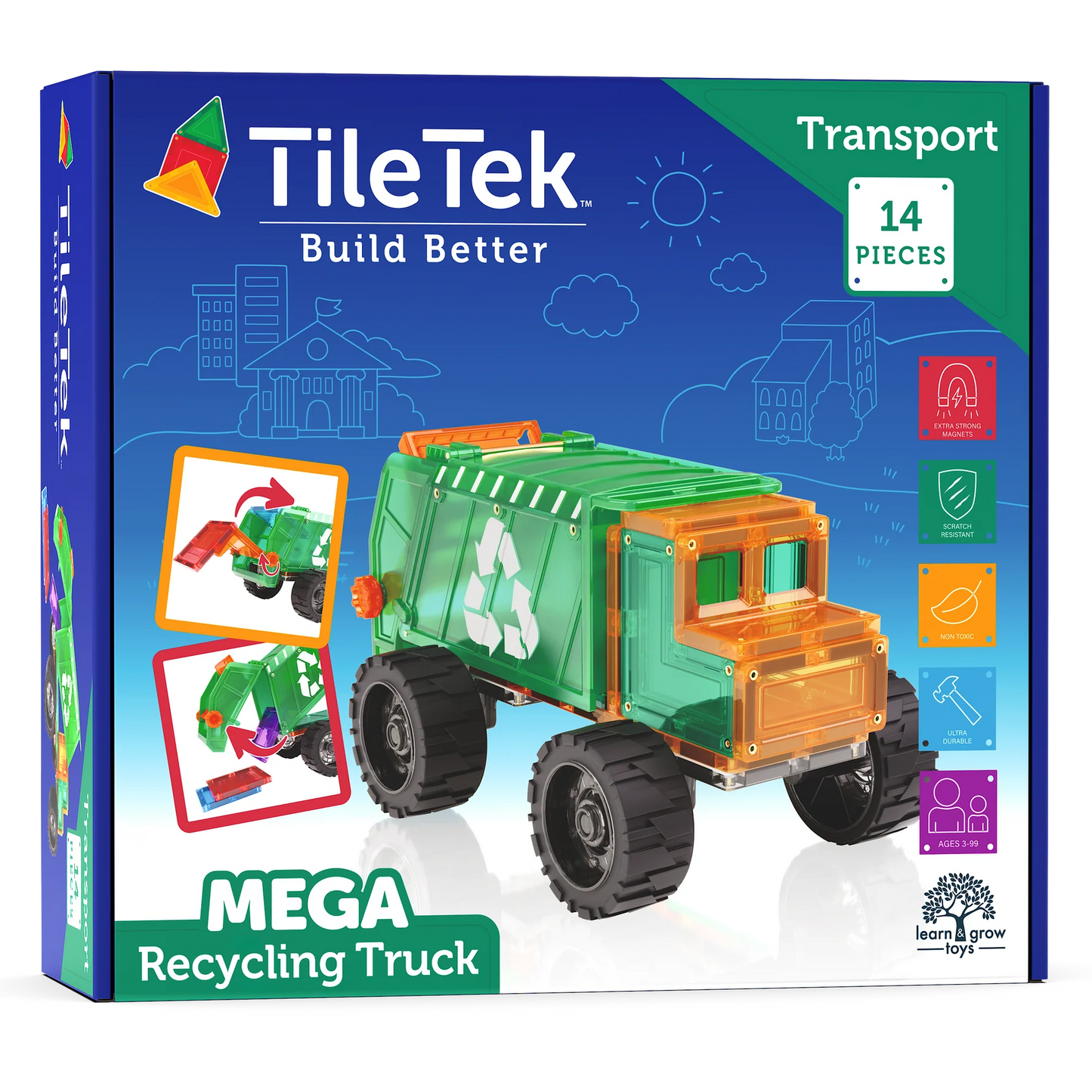 14 Piece Mega Magnetic Recycling Truck Spotty Dot Toys