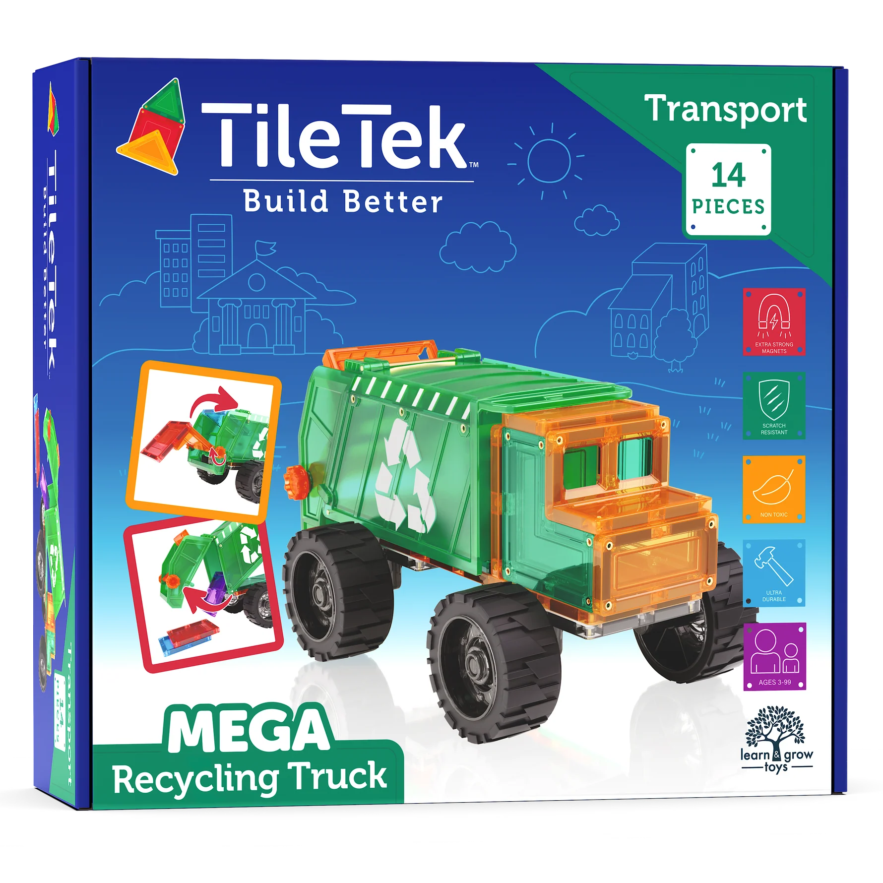 14 Piece Mega Magnetic Recycling Truck Spotty Dot Toys