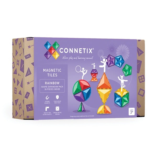 Connetix Magnetic Tiles - 36 Piece Rainbow Expansion Pack - Spotty Dot AU
