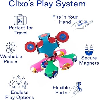 CLIXO Tiny & Mighty Rainbow, Marine, Space Pack 9 Pieces - 4+