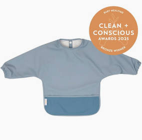 All4Ella Long Sleeve Smock Bib Blue Spotty Dot Baby