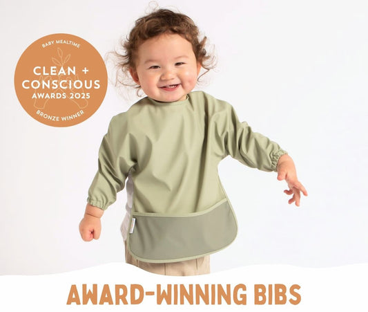 All4Ella Sage Long Sleeve Smock Bib Spotty Dot Toys