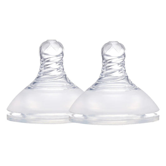 Anti Colic Teat Twin Pack Silicone Slow Flow Lion & Lady Spotty Dot Baby