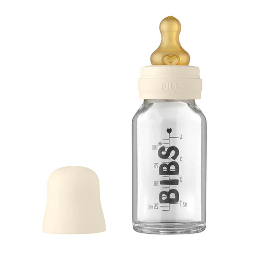 BIBS Glass Baby Bottle Ivory 110ml Spotty Dot