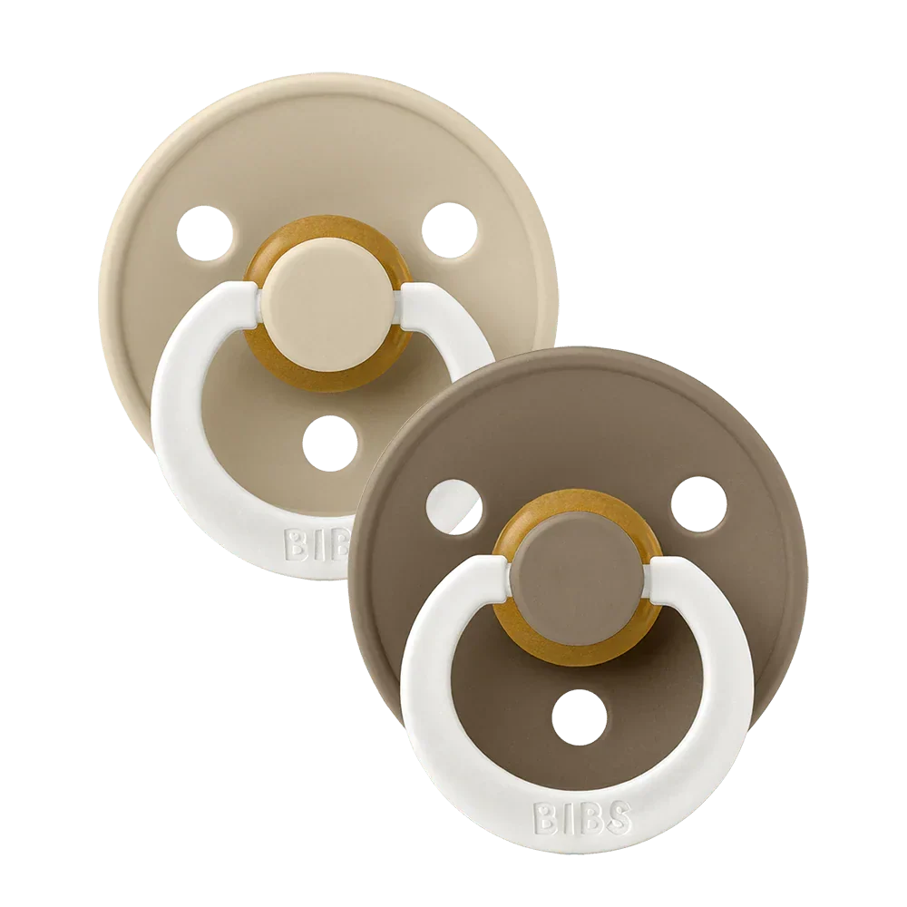 BIBS Vanilla & Dark Oak Glow Size 2 Pacifiers Spotty Dot Baby