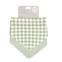 Load image into Gallery viewer, Bandana Bib Sage Gingham Spotty Dot Baby
