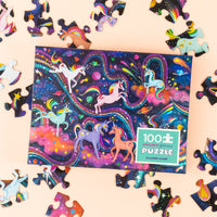 Load image into Gallery viewer, Unicorn Galaxy  Holographic Puzzle 100 pieces - Spotty Dot Toys
