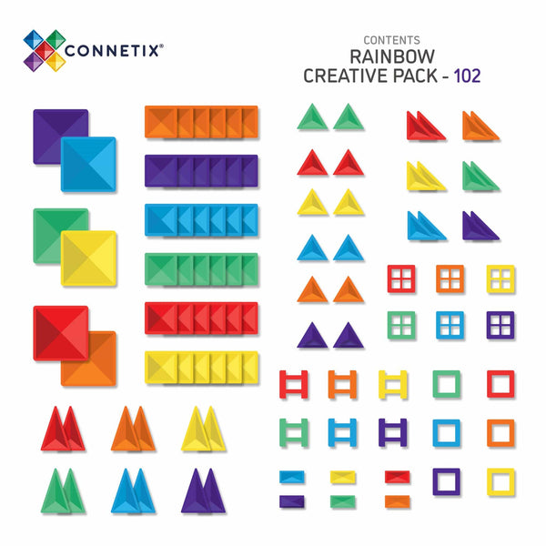 Connetix 102 pce Rainbow Magnetic Tiles Pack - Spotty Dot Toys