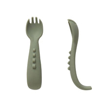 Load image into Gallery viewer, Comfy Grip Fork Silicone Set Olive - Spotty Dot Baby
