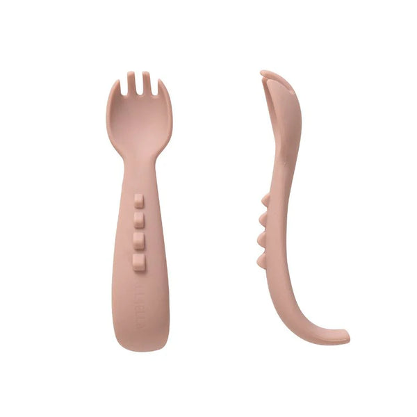 Comfy Grip Fork Silicone Set Pink - Spotty Dot Baby