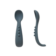 Load image into Gallery viewer, Comfy Grip Silicone Spoon Set Slate Blue - Spotty Dot Baby
