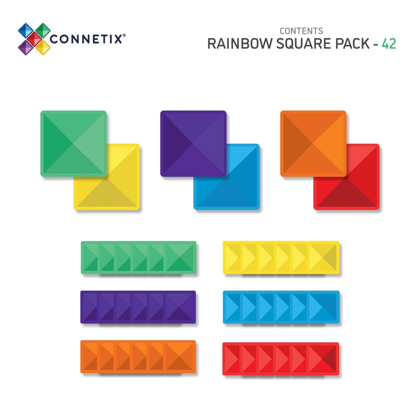 42 Piece Square Pack Rainbow - 3+