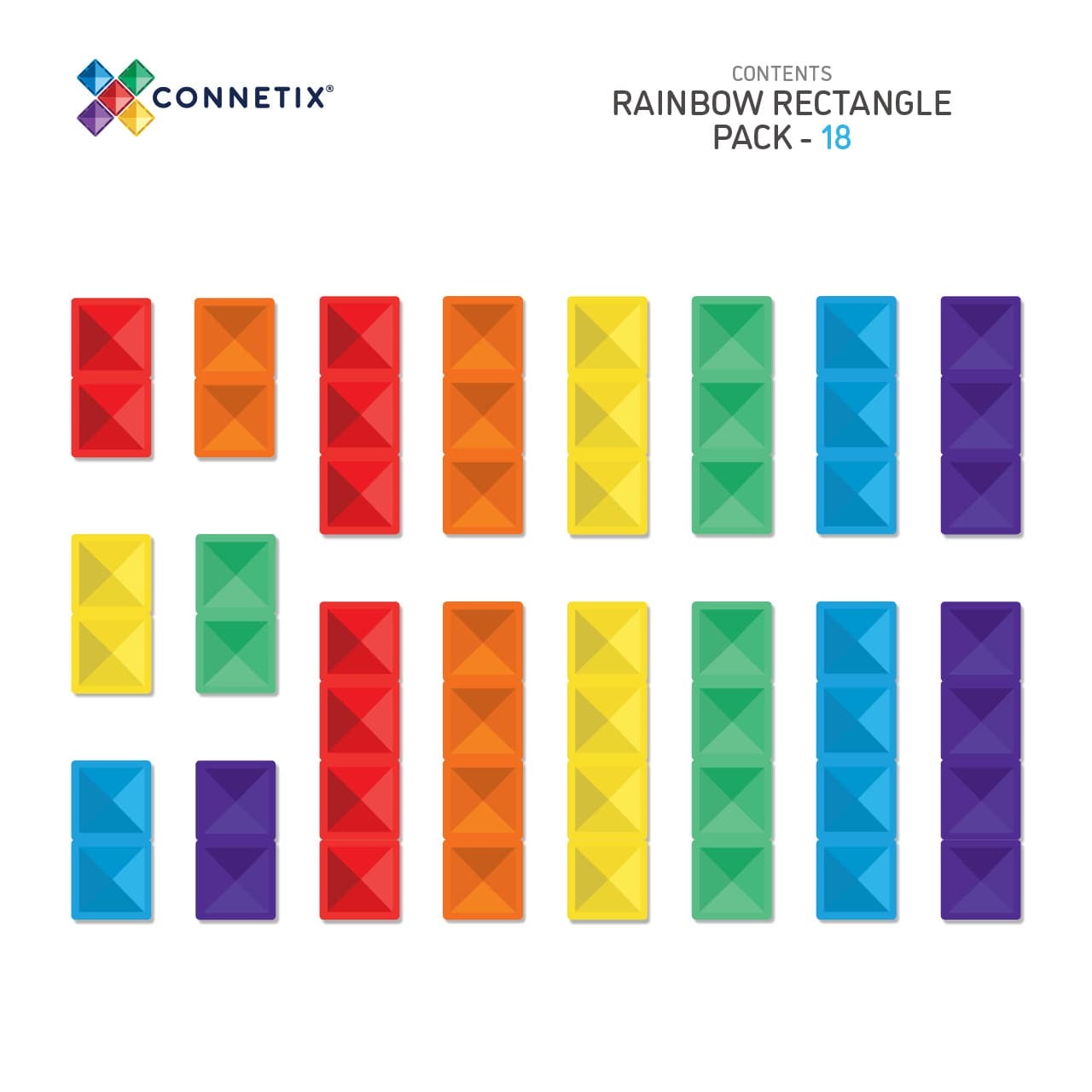 Connetix 18 Piece Magnetic Tile Pack - RECTANCLE - Spotty Dot AU