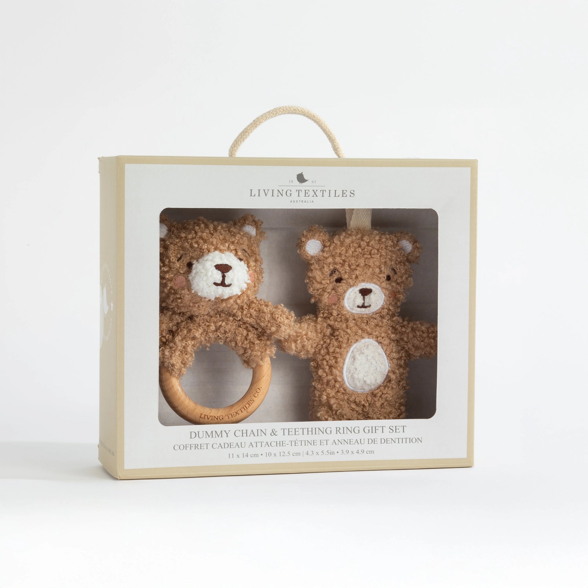 Cuddly Bear Teething Ring & Dummy Chain Set Spotty Dot Toys