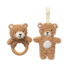 Load image into Gallery viewer, Cuddly Bear Teething Ring &amp; Dummy Chain Set Spotty Dot Toys
