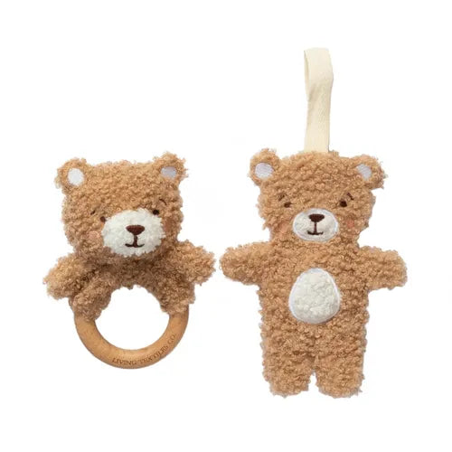 Cuddly Bear Teething Ring & Dummy Chain Set Spotty Dot Toys