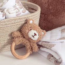 Load image into Gallery viewer, Cuddly Bear Teething Ring &amp; Dummy Chain Set Spotty Dot Toys
