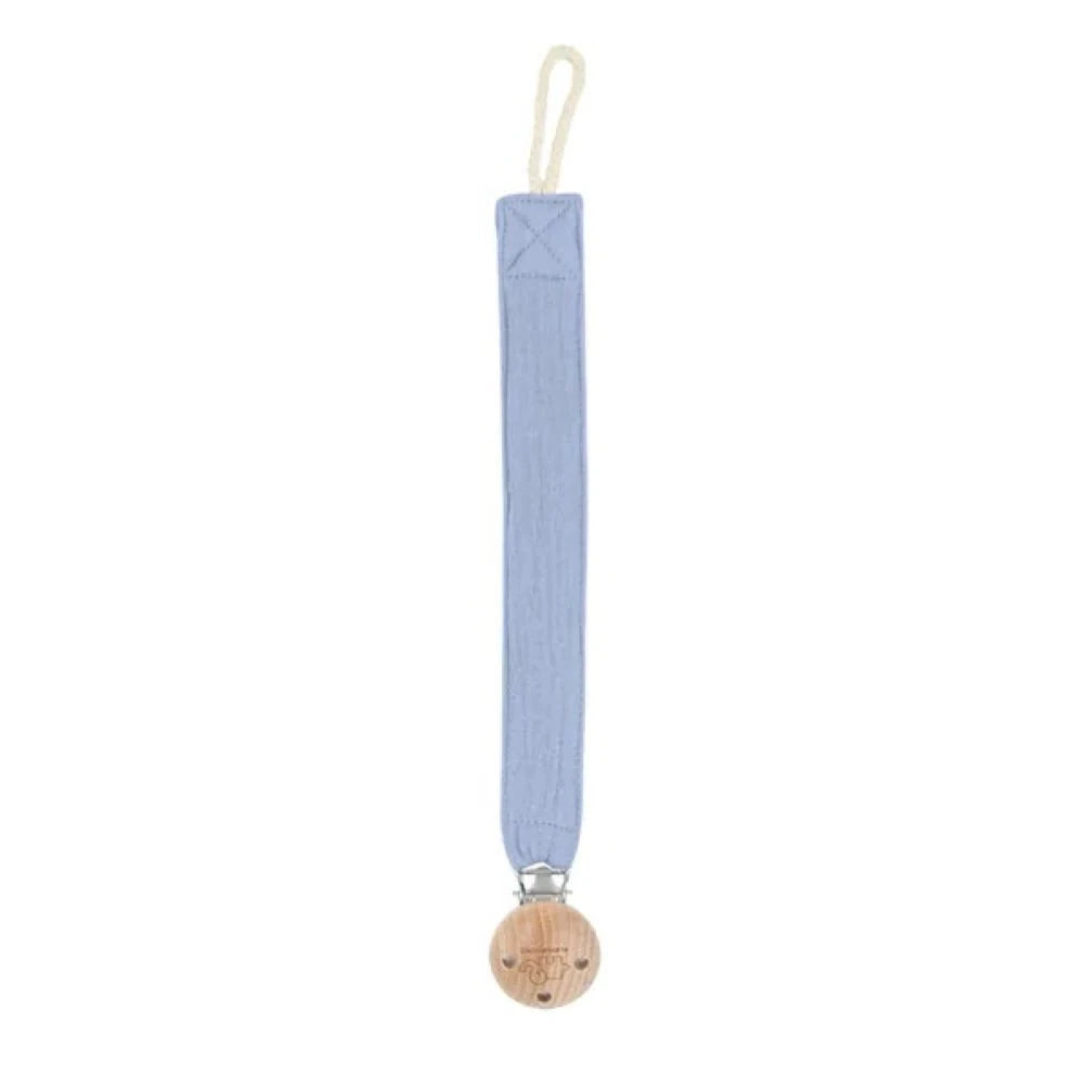 Fabric Dummy Chain Pacifier Clip Misty Blue Spotty Dot