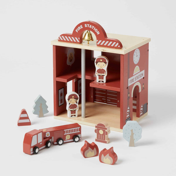 Wooden Fire Station Set - Spotty Dot Toys AU
