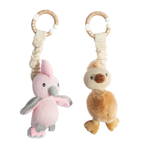 Galah & Emu Knitted Stroller Toy Spotty Dot Kids