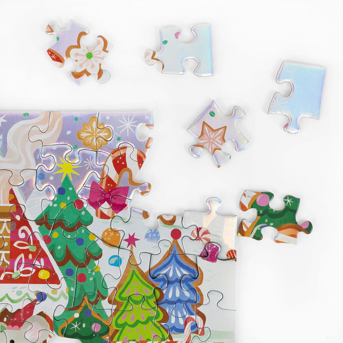Gingerbread House Christmas 100 pieces Holographic Puzzle Spotty Dot Toys