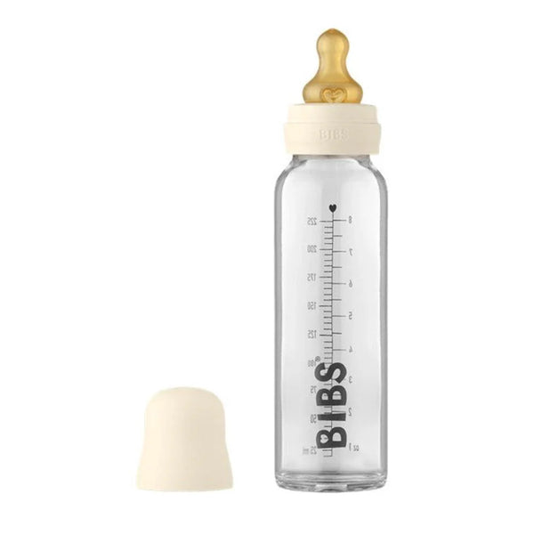 Glass Baby Bottle ivory 225ml BIBS