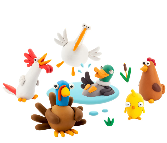 Hey Clay Farm Birds Air Dry Clay Spotty Dot Toys