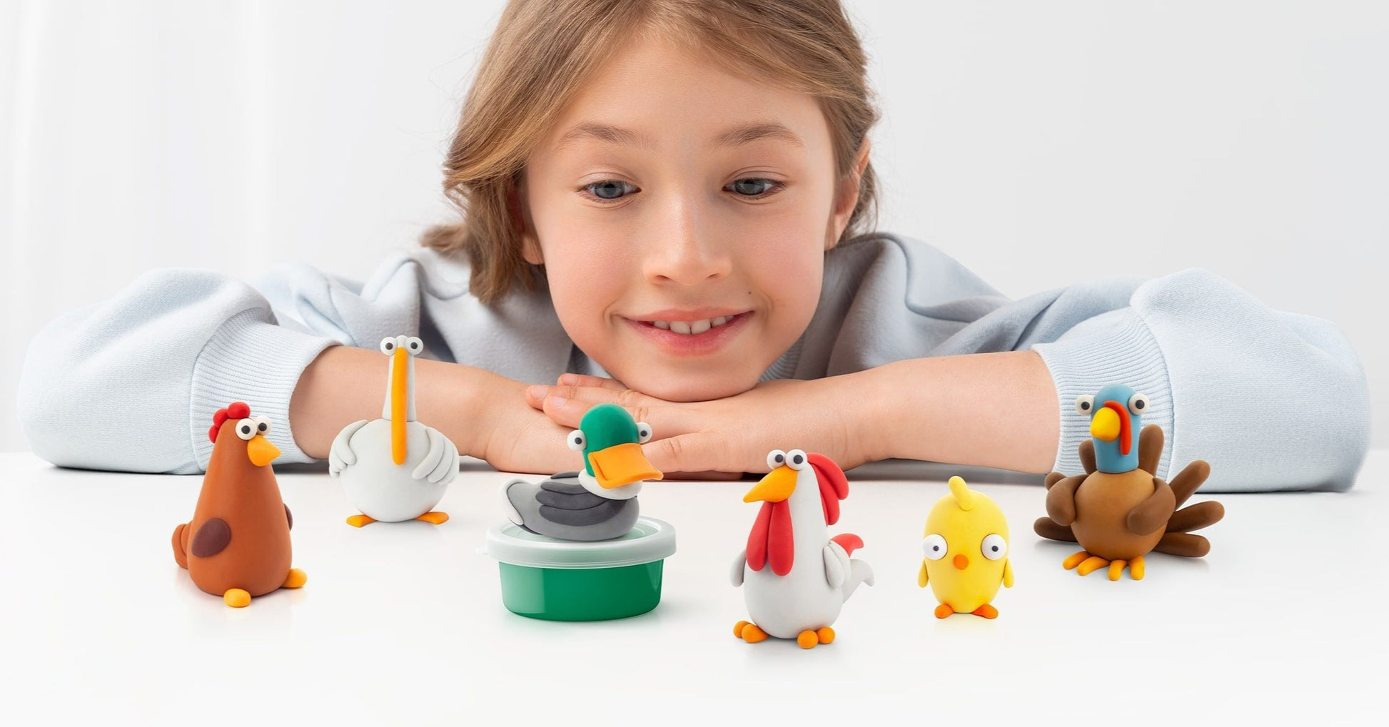 Hey Clay Farm Birds Samples Spotty Dot Toys