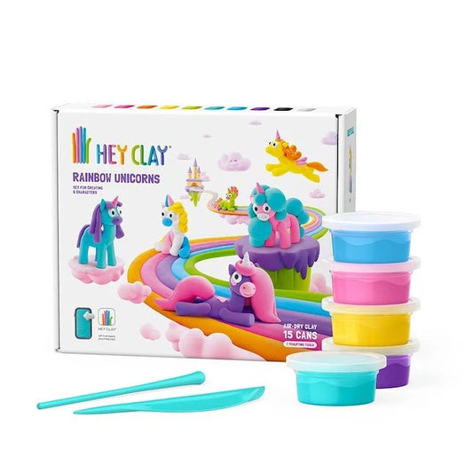 Hey Clay Rainbow Unicorns large set 15 can Air Dry Kits for Kids Spotty Dot Toys