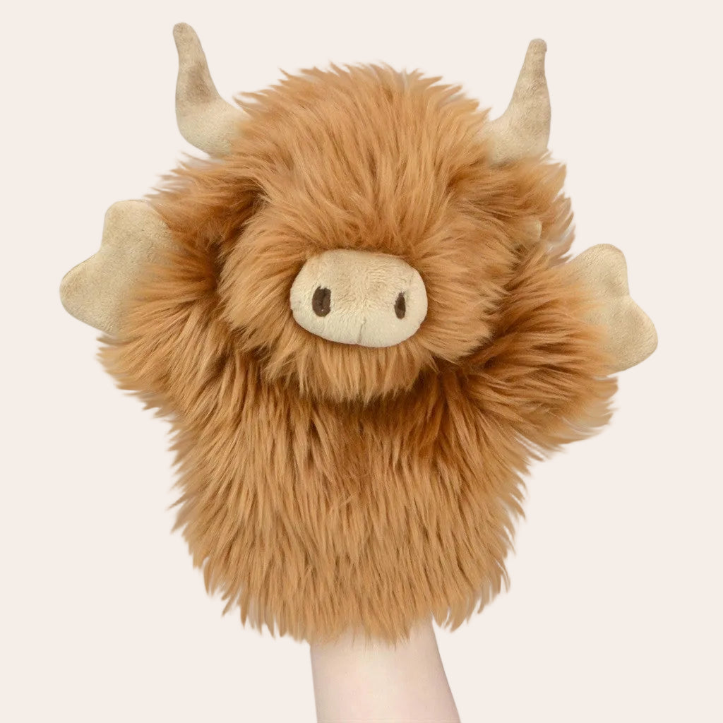 Highland Cow Hand Puppet Spotty Dot Kids