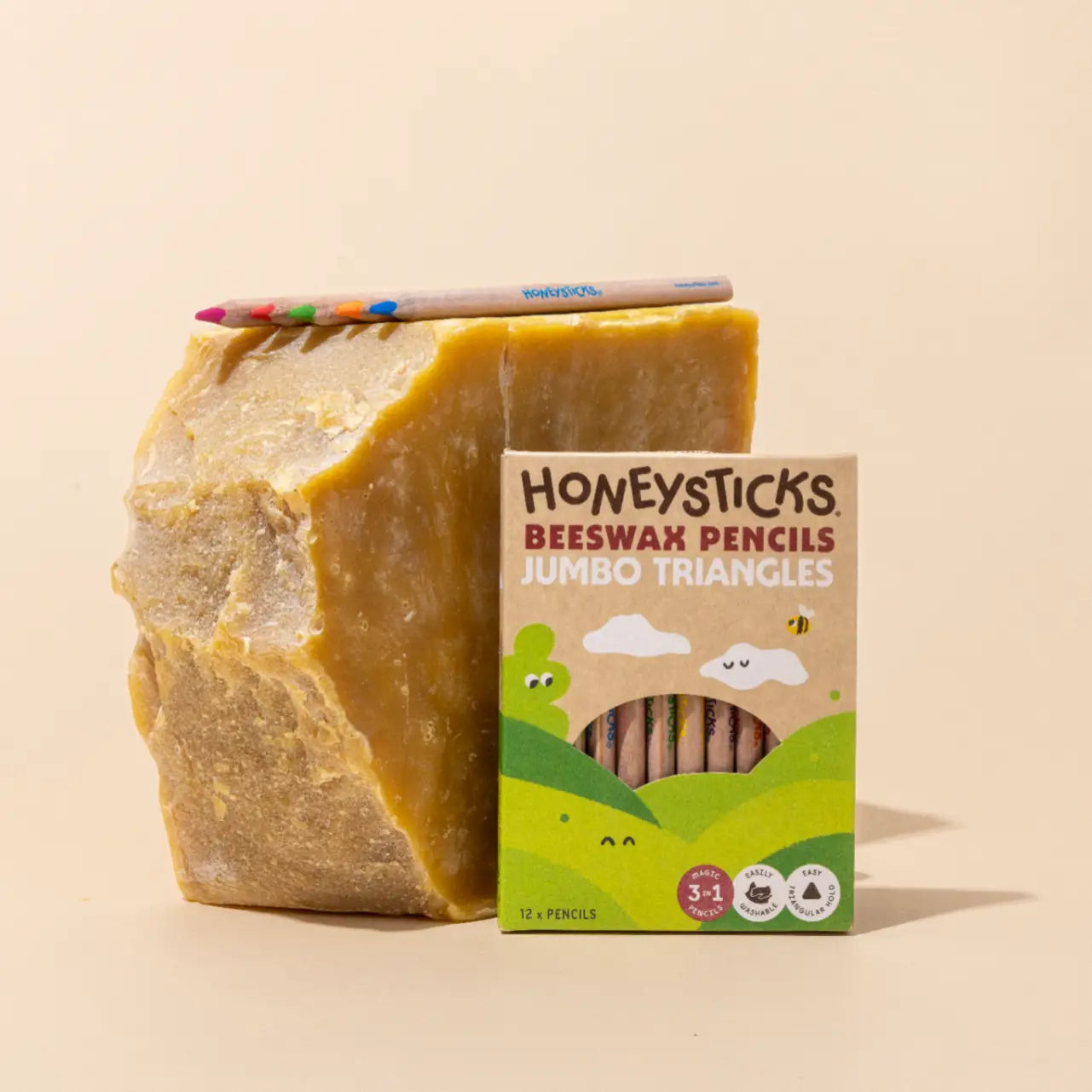 Honeysticks Beeswax Pencils Jumbo Triangles Spotty Dot Toys