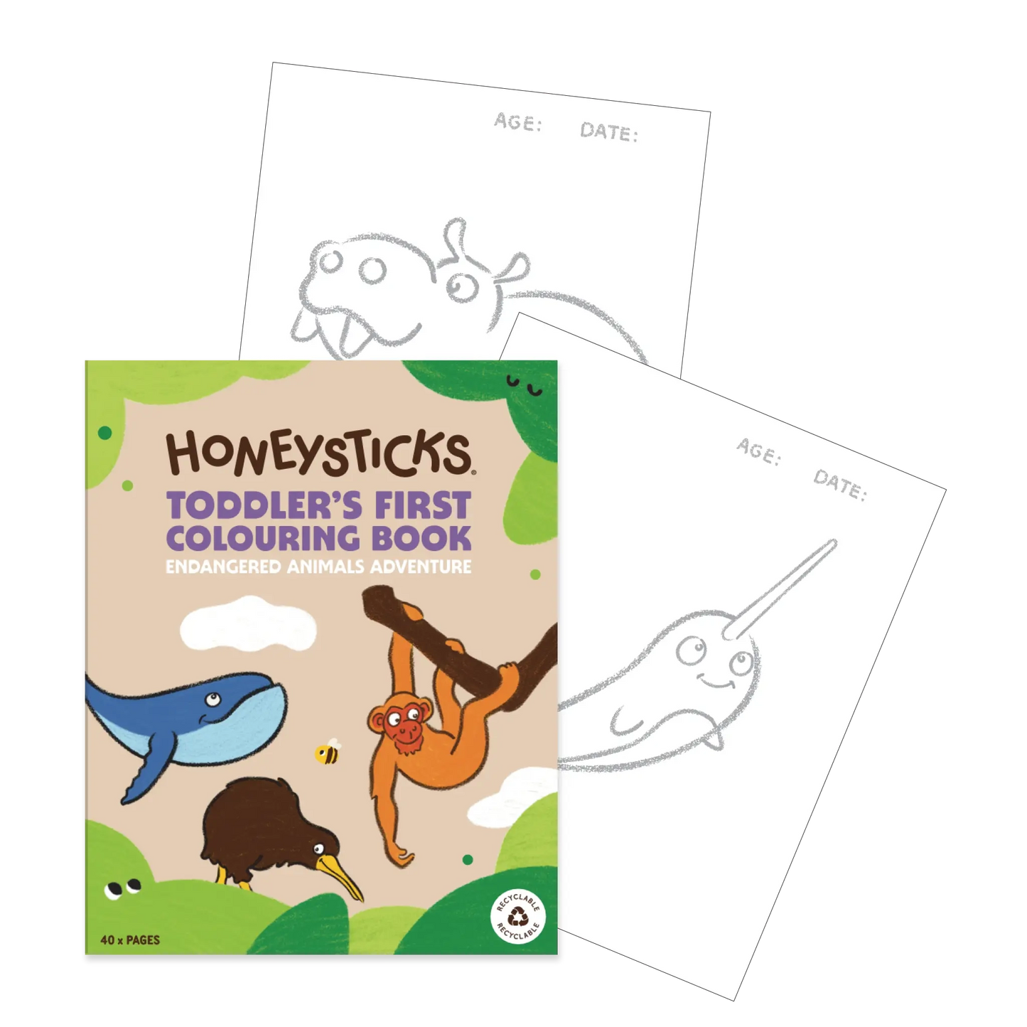 Honeysticks Toddlers First colouring book Endangered Animals Adventure Spotty Dot Toys
