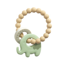 Load image into Gallery viewer, Light Sage Silicone Elephant Teether Spotty Dot Baby
