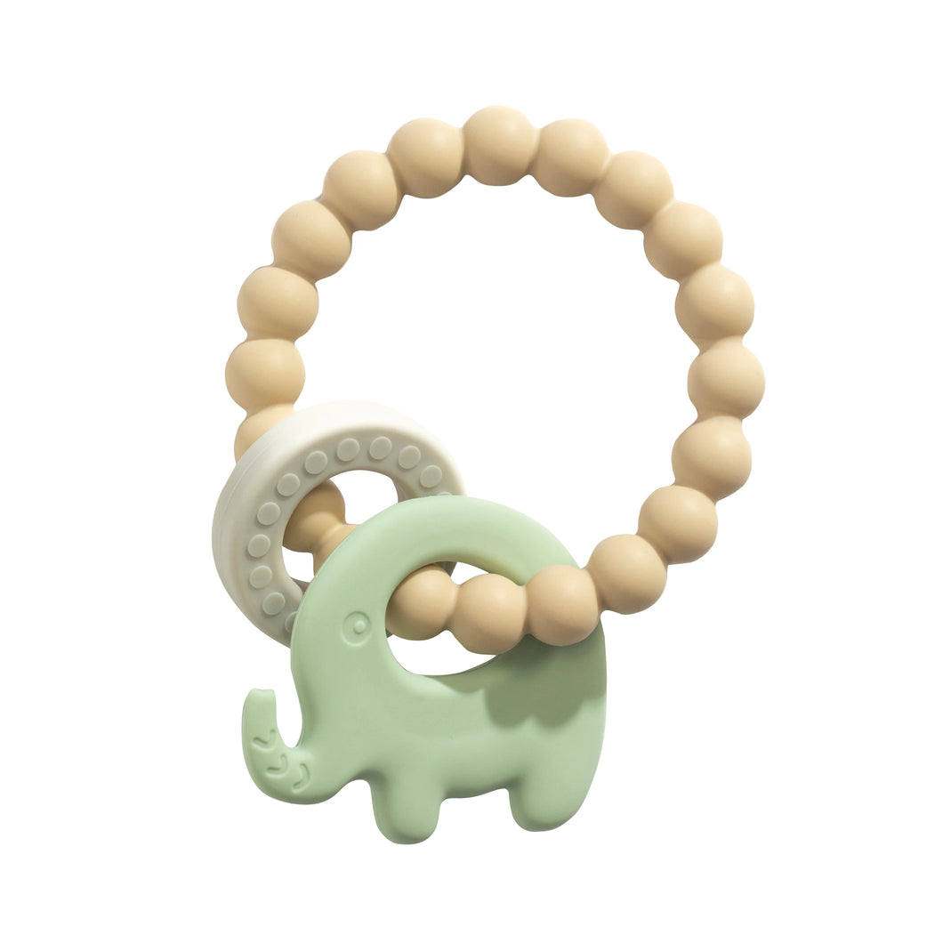 Light Sage Silicone Elephant Teether Spotty Dot Baby