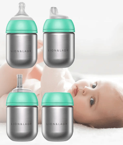 Lion & Lady 4 ways Stainless Steel Baby Bottle Food Storage Sippy Cup Sippy Straw Spotty Dot Baby