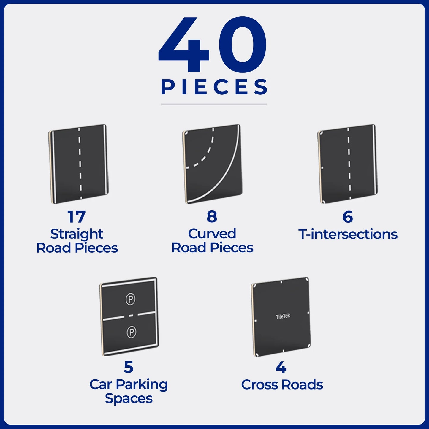 Tile Topper Magnetic Road Pack 40 pieces - Ages 3+