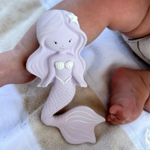 Load image into Gallery viewer, Maeve Mermaid Baby Teether Grape Spotty Dot 
