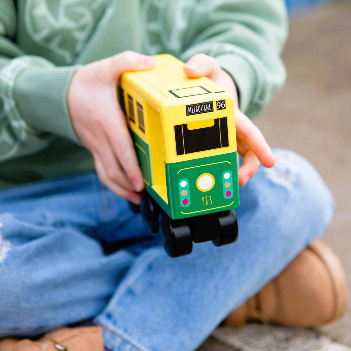 Melbourne Midi Wooden Tram Toy Spotty Dot Kids