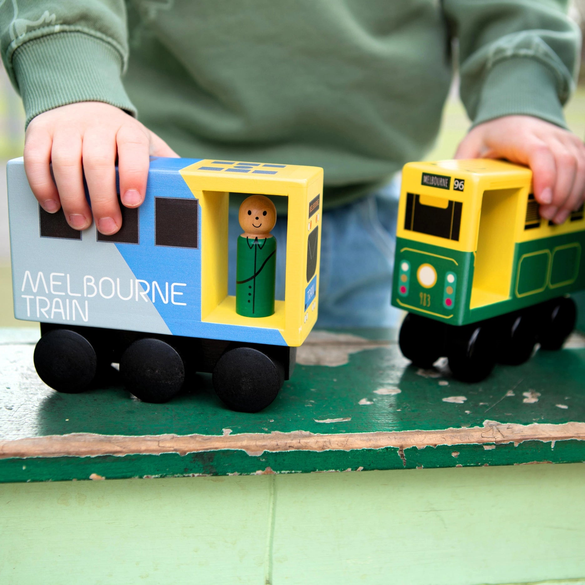 Make Me Iconic New Melbourne Midi Wooden Tram & Train Spotty Dot Kids 