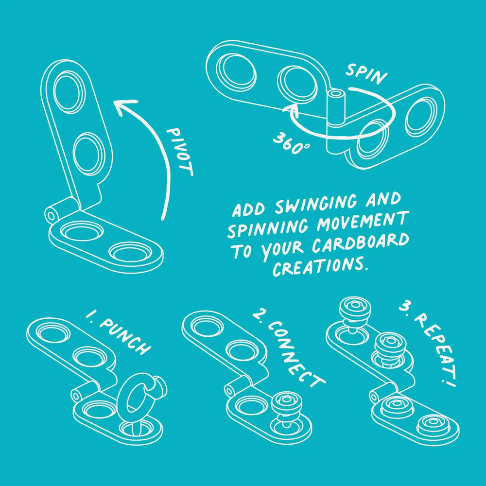 Makedo Spin_Hinge 6 piece pack Spotty Dot Toys