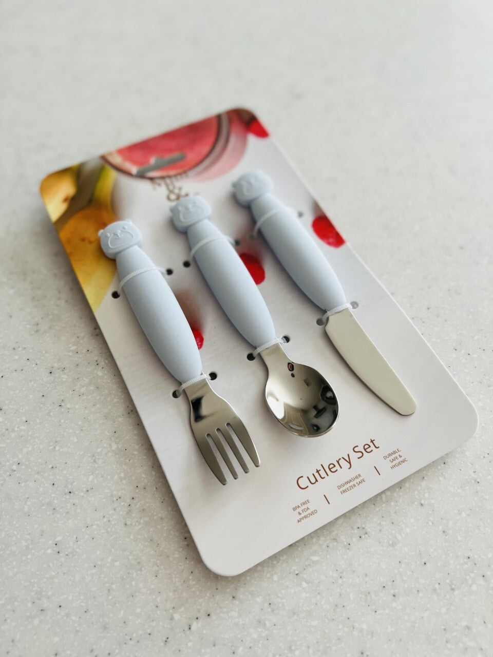 Metal Cutlery Set - Ice Blue - Spotty Dot