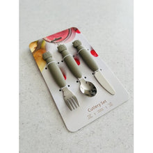 Load image into Gallery viewer, Metal Cutlery Set - Olive - Spotty Dot
